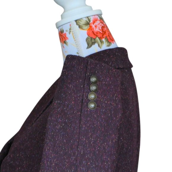 Rebecca Minkoff Sz 4 Nevins Purple Confetti Tweed Look Military Style Blazer - Picture 5 of 11